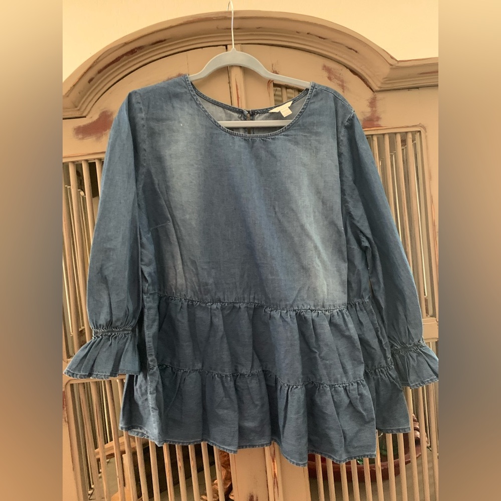 Denim tiered top